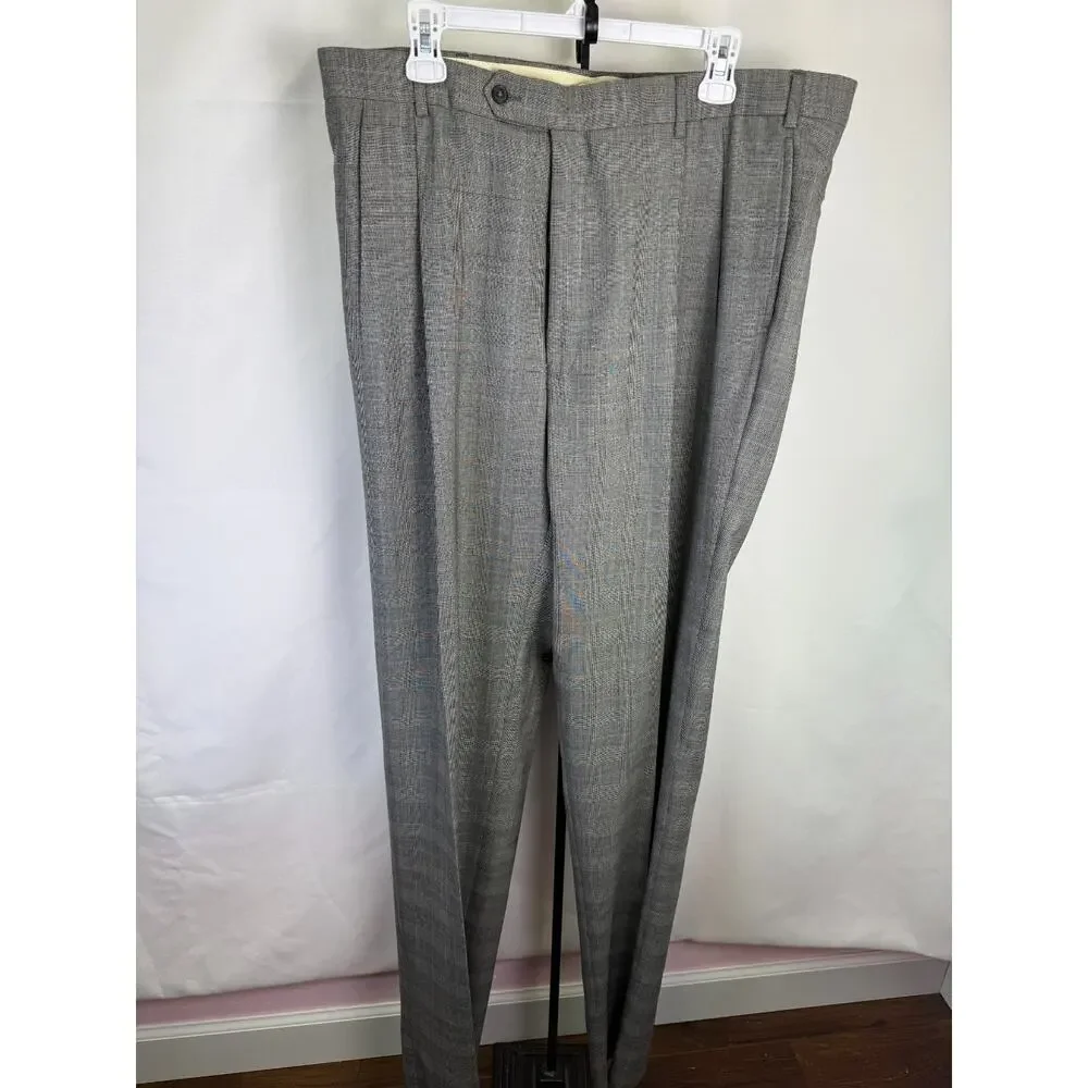 Jos A Bank 100% Wool Suit Gray Glen Plaid Classic 42L 38xUnfinished $585Retail